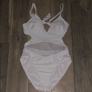 White cut out monkini